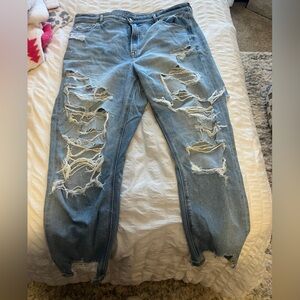 American Eagle Outfitters Ripped Light Blue Boyfriend Jeans